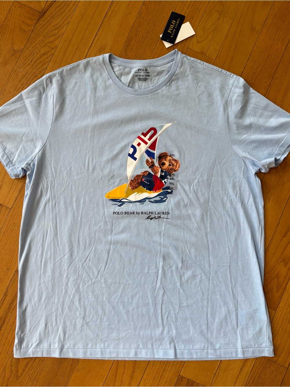 Ralph Lauren Light Blue Polo Bear Sail Graphic Tee
